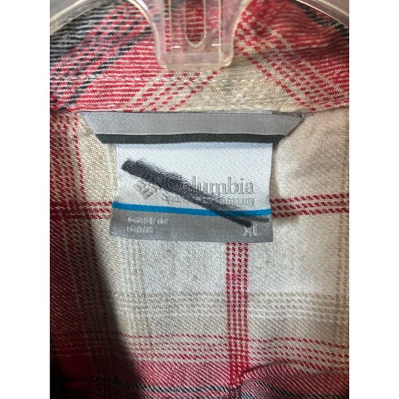 Columbia Flannel Button Up Shirt Red Plaid Casual Red Size XL Women's - Picture 4 of 7